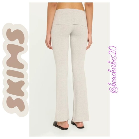 SKIMS Cotton Jersey Foldover Pant Oatmeal Heather Medium NWOT - Picture 3 of 9